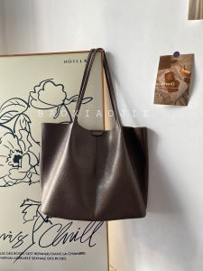 Retro Soft Leather Tote Bag Lazy Style Large Capacity Single Shoulder Bag Mother Bag Commuter Bag New Shopping Bag 2025