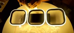 LED Ceiling Light Modern Design 3 Heads Square Ring Tri-Color Flush Mount Ceiling Drop Light Acrylic Home Decorative Lighting For Office Bedroom Living Room Dinning Room Kitchen Corridor Aisle
