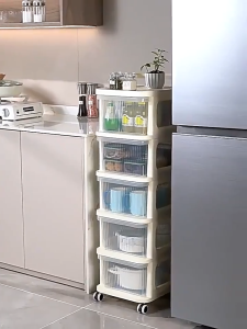 LivingArt Multi-layer storage trolley snack storage rack Baby products storage cabinet Floor removable baby toy storage rack#XTC03#XTC