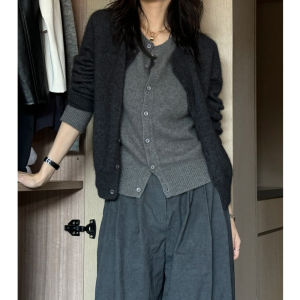 BINKAFENNY | เสื้อคาร์ดิแกนถักคอตั้งทรงเข้ารูปสีบล็อกสำหรับผู้หญิง เสื้อคลุมกันหนาวแบบสวมหัวแขนยาว ทรงหลวม สไตล์ทำงาน ฤดูใบไม้ร่วง 2024