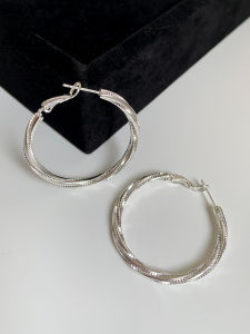 Fashion Special-Interest Design Twisted Metal Big Circle Fancy Earrings Cold Wind Hoop Ear Ring Fashionmonger Earrings Women