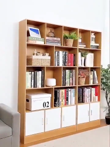SuperValue Wooden Corner Cabinet Bookshelf with Two Door Home Living Room Multifunctional Storage Cabinet