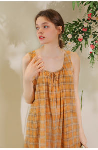 XEXZ | Summer New Large Size Long French Strap Sleepwear Women Cotton Print Chemise Nightgown Comfortable Breathable Pure Cotton Gown