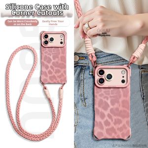 GGUU | Full Coverage Chain Phone Case for Various iPhones with Strap Compatible Models Silicone