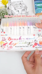 Bộ bút dạ Pentel brush sign pen SESW30C 6/12/18/24/30 màu 2 đầu mực đa dạng nhiều màu sắc