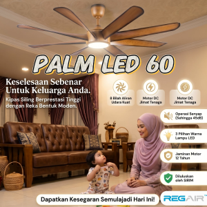 REGAIR Palm DC Motor Ceiling Fan with Light 60" 8Blade 16Speed 13000CFM Remote Control 12 years warranty