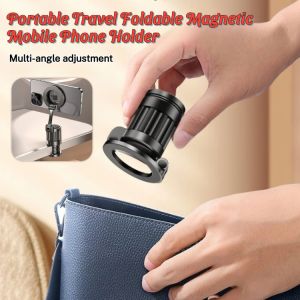 [Can Be Clipped Anywhere] Portable Magnetic Phone Holder Foldable Travel Stand 360 Degree Rotation Desktop Clip