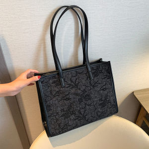 Folded Single Shoulder Tote Bag Womens Spring Summer Versatile Underarm Bag Large Canvas Bag Casual Style Soft Handbag