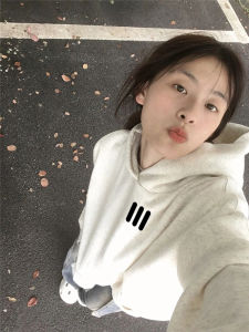 Pure Cotton American Fashion Brand Gray Hooded Sweatshirt Female 2024 New Arrival Best Selling Loose Small Oversize Outwear