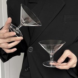 Japanese Style Low Foot Martini Glass Thin Wide Mouth Champagne Cocktail Cup Nordic Style Pure Color Handmade Glass Cup