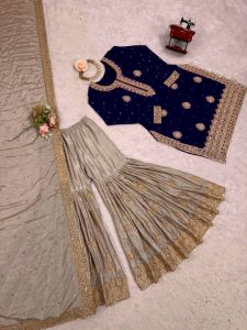 [PRE-ORDER] 2026 SEPT WOMEN READYMADE EMBROIDERY SHARARA GHARARA SUIT SET WITH DUPATTA | INDIAN PAKISTANI BOLLYWOOD WEDDING PARTY DINNER ETHNIC DRESS | M-2XL ( DELIVERY 10 WORKING DAYS) ETA: 2026-12-30