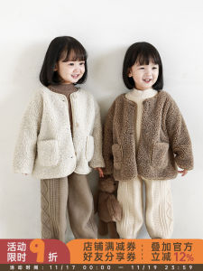Warm Fleece Childrens Jacket Retro Stylish Baby Girl Coat Winter New Arrival Simple Matchable Furry Outerwear Trendy Kids Wear