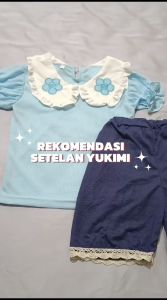 ALISA - Setelan Anak Yukimi Bordir Bunga Model Terlaris / Fashion Oneset Korea Style Celana Pendek