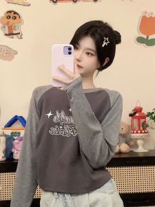 Áo Thun Nữ Tay Dài Mùa Thu Yoho Original Letter Star Ins Style Shoulder Insert Short Length Không Hở Eo Thon Gọn