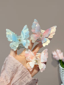 Kẹp Tóc Hình Con Bướm Hai Lớp Màu Sắc Cho Phụ Nữ Kẹp Tóc Nửa Đầu Kẹp Tóc Cá Mập Phụ Kiện Tóc Thời Trang Mới MichuGo