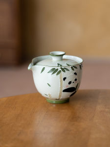 Ceramic Panda Handheld Teapot Cover Bowl Single Cup Home Use Tea Set Not Hot Cute Drawing Tea Utensils Underglaze Color