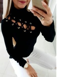 เสื้อเข้ารูปแขนยาวคอสูงสําหรับผู้หญิงวัสดุโพลีเอสเตอร์สไตล์เข้ารูปเหมาะสําหรับงานเลี้ยงวันเกิดปี 18-25