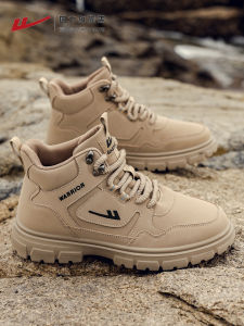Mens High-Top Outdoor Work Boots Martin Boots Hiking And Climbing Shoes Warrior Brand Sport Style Short Tube Fabric Lining