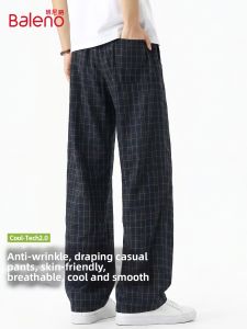 BALENO | Summer Thin Check Casual Trousers Loose Drapey