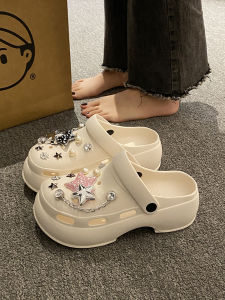 Five-Pointed Star Hole Shoes Womens Summer Outwear Non-Slip Deodorant Shit Feeling Thick Sole Increased 6cm High Eva Nurse Shoes