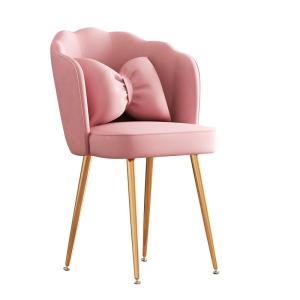 Modern Simple Makeup Chair Backrest Nail Art Petal Chair Bedroom Bench for Girls Light Luxury Wooden Material Iron Alloy