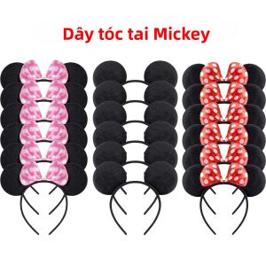 12 Chiếc Tai Chuột Mickey Mũ Trùm Đầu Nữ Minnie Mũ Trùm Đầu Cho Đảng Cosplay Thời Trang Nơ Băng Đô Quấn Tóc Mũ Bán Buôn