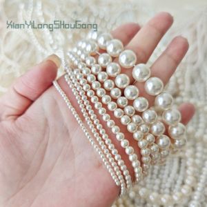 High-Quality Imitation Pearl Glass Beads DIY Accessories Luminous Flat Substitute 650 Australian White 294 Perfect round Through-Hole