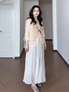 QINGMUZI | Bộ Đầm Qipao Phong Cách Trung Quốc Mới Thanh Lịch và Sang Trọng