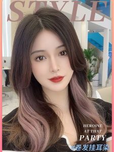 Colorful Hair Extension Pieces Ear Hanging Dye Fake Hair Strips Highlighting Fake Hair Pieces Heat Silk Hair Extensions