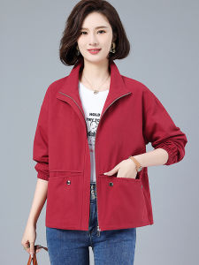 Pure Cotton Short Jacket Womens Spring Autumn Loose Fit Casual Coat Thin Outerwear for Middle-Aged Mothers Comfortable Style
