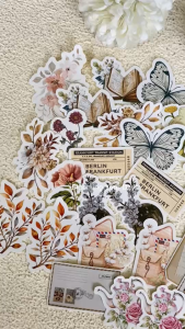 COD 30 pcs Stiker Vintage Flower Deco Floral Decoration Lucu Anti Air Untuk Dekorasi Notebook Sepeda Skateboard Handphone dekorasi scrapbook deco pola journaling phonecase headphone stiker lucu