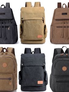 กระเป๋าเป้สะพายหลังผ้าแคนวาสสำหรับผู้ชาย ความจุขนาดใหญ่ กระเป๋าเดินทางแบบลำลอง กระเป๋าใส่หนังสือ กระเป๋าเป้สะพายหลังแบบลำลองสำหรับผู้ชาย