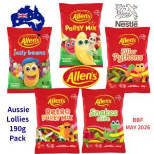 Australia Allen’s 🇦🇺 Party Mix / Jelly Beans / Snakes Alive / Killer Pythons 190g (BBF MAY 2026)