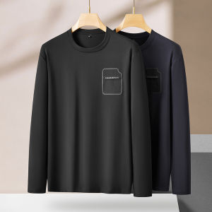 plus Size Mens Long Sleeve T-Shirt Loose Fit round Neck Sweatshirt Fashionable Urban Basic Style Suitable for All Seasons