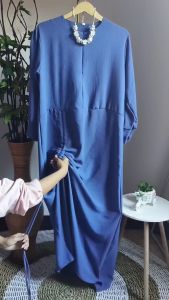 Gamis Dewasa Couple Kimora Serut Crinkle / Erika Dress Wanita Crinkle Airflow / Gamis Wanita Serut Aksen Sleting Depan