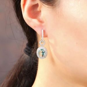 Huitan Elegant Women Drop Earrings Inlaid Brilliant Blue Cubic Zirconia Fashion Party Accessories Lady Versatile Wedding Jewelry