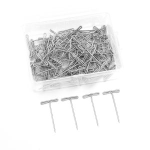 100pcs 27/32/38/51mm Stainless Steel T Pin Wig Fixing Needles Metal T-shape Hair Pins for DIY Wig Making Sewing Positioning Tool