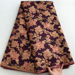 African Jacquard Lace Fabric Traditional Floral Pattern with Metallic Thread Premium Elegant Lace For Wedding Party