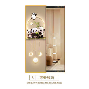 Panda Invisible Push-Pull Full-Length Mirror Decorative Painting Cream Style Hallway Dressing Mirror Mural Hidden Closed Mirror
