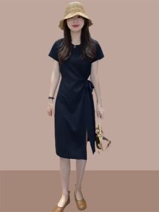 Shalldoer | Casual French Purple Short Sleeve Design Dress