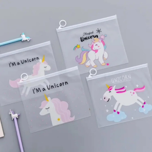 GYN Zipper Pouch A5 Transparant Motif Unicorn /Tempat Alat Tulis Multifungsi Bag Lucu Imut