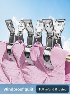 Stainless Steel Clothesline Clips Windproof Strong Fixation No Trace Laundry Drying Rack Clips Clothes Hanger Household Tools
