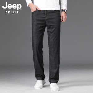JEEP SPIRIT Mens Jeans Oversized New Loose Straight Thin Elastic Casual Long Pants Blue Jeans