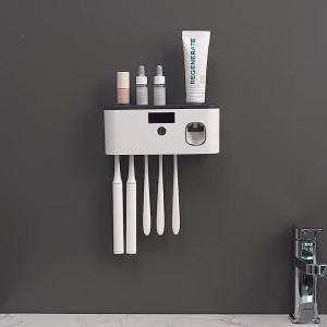 Household Bathroom Toothbrush Sterilizer USB Charging Intelligent Digital Display UV Sterilization Toothbrush Storage Rack