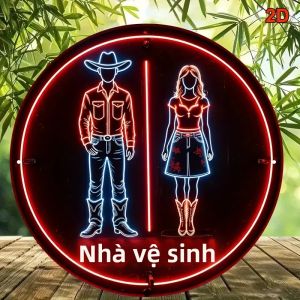 CIFbuy | 8x8 Inch Tròn Western Cowboy Neon Sign Nhôm Nghệ Thuật Treo Tường Trang Trí Cổ Điển Bền Bỉ Cho Quán Bar Pub Cafe Phòng Tắm