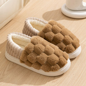 Warm Cotton Slippers for Men And Women Indoor Home Use Couples Thermal Plush Covered Heel Moon Shoe Cotton Shoes for Home Use