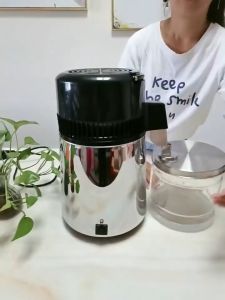 Water Distiller Purifier Machine Pure Water 4L Stainless Steel Electric Distillation Purifier Filter Dispenser Digital Display Jug Distilled Water Machine Filter Temperature Display 750W Distilled Water Machine