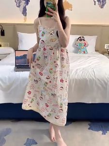 Daster Tali Suspender panjang tengah baju tidur  wanita piyama wanita longgar Dress