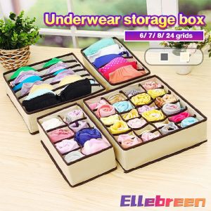 Underwear Organizer Bra Pant Sock storage box Foldable Wardrobe Drawer 6 7 8 24 Grids