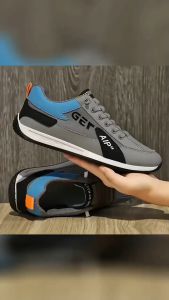 Korean High Top Rubber Shoes For Men Lace Up Sports Thick Soled Sneaker Fashion Casual Board Running Shoes